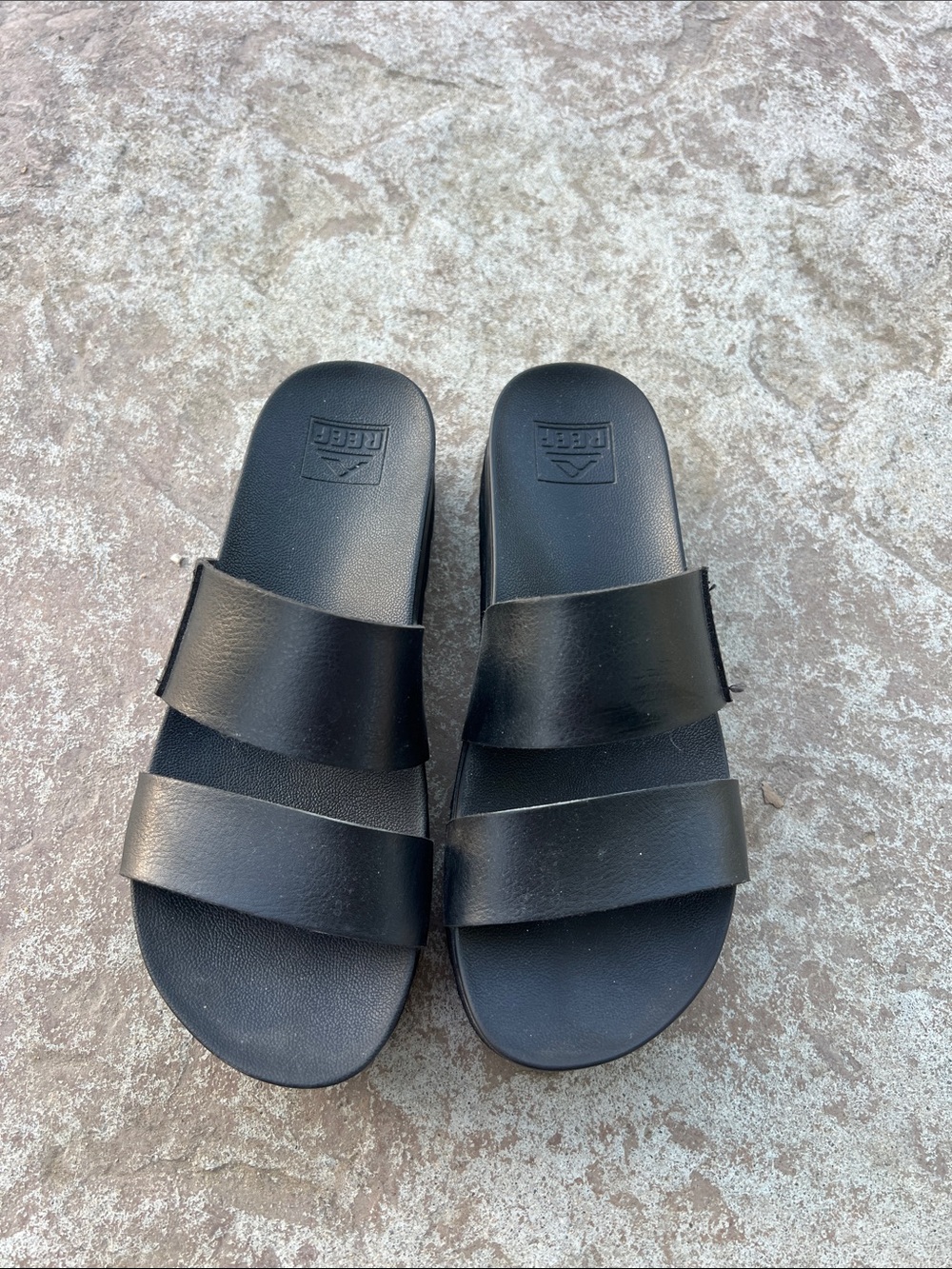 Reef Women's Black Double-Strap Slide Sandals
